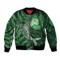 New Zealand Matariki Bomber Jacket Maori Koru With Humpback Whale Green
