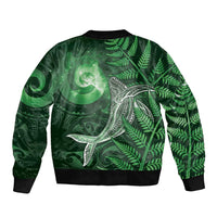 New Zealand Matariki Bomber Jacket Maori Koru With Humpback Whale Green