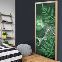 New Zealand Matariki Door Cover Maori Koru With Humpback Whale Green