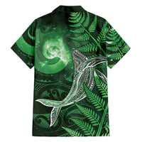 New Zealand Matariki Family Matching Off Shoulder Short Dress and Hawaiian Shirt Maori Koru With Humpback Whale Green