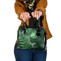 New Zealand Matariki Shoulder Handbag Maori Koru With Humpback Whale Green LT05 One Size Green - Polynesian Pride