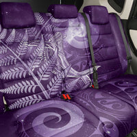 New Zealand Matariki Back Car Seat Cover Maori Koru With Humpback Whale Purple