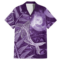 New Zealand Matariki Family Matching Mermaid Dress and Hawaiian Shirt Maori Koru With Humpback Whale Purple LT05 Dad's Shirt - Short Sleeve Purple - Polynesian Pride