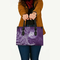 New Zealand Matariki Leather Bag Maori Koru With Humpback Whale Purple LT05 - Polynesian Pride