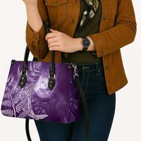 New Zealand Matariki Leather Bag Maori Koru With Humpback Whale Purple LT05 - Polynesian Pride