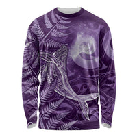 New Zealand Matariki Long Sleeve Shirt Maori Koru With Humpback Whale Purple