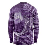 New Zealand Matariki Long Sleeve Shirt Maori Koru With Humpback Whale Purple