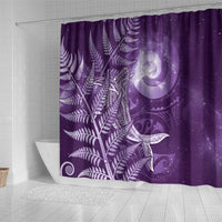 New Zealand Matariki Shower Curtain Maori Koru With Humpback Whale Purple LT05 - Polynesian Pride
