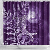 New Zealand Matariki Shower Curtain Maori Koru With Humpback Whale Purple LT05 - Polynesian Pride