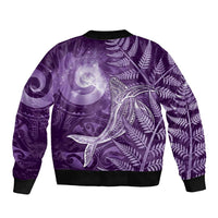 New Zealand Matariki Sleeve Zip Bomber Jacket Maori Koru With Humpback Whale Purple LT05 - Polynesian Pride