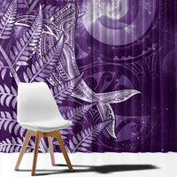 New Zealand Matariki Window Curtain Maori Koru With Humpback Whale Purple LT05 - Polynesian Pride