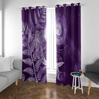 New Zealand Matariki Window Curtain Maori Koru With Humpback Whale Purple LT05 With Grommets Purple - Polynesian Pride