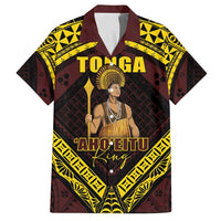 Tonga First King Family Matching Puletasi and Hawaiian Shirt Ahoeitu Know Your Roots LT05 Dad's Shirt - Short Sleeve Maroon - Polynesian Pride