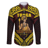 Tonga First King Family Matching Puletasi and Hawaiian Shirt Ahoeitu Know Your Roots LT05 Dad's Shirt - Long Sleeve Maroon - Polynesian Pride