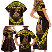 Tonga First King Family Matching Short Sleeve Bodycon Dress and Hawaiian Shirt Ahoeitu Know Your Roots