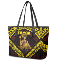 Tonga First King Leather Tote Bag Ahoeitu Know Your Roots LT05 - Polynesian Pride