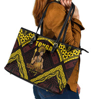 Tonga First King Leather Tote Bag Ahoeitu Know Your Roots LT05 - Polynesian Pride