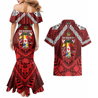 Tonga Emancipation Day Couples Matching Mermaid Dress and Hawaiian Shirt Tongan Kupesi Pattern