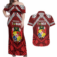 Tonga Emancipation Day Couples Matching Off Shoulder Maxi Dress and Hawaiian Shirt Tongan Kupesi Pattern