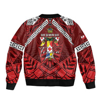 Tonga Emancipation Day Sleeve Zip Bomber Jacket Tongan Kupesi Pattern LT05 - Polynesian Pride