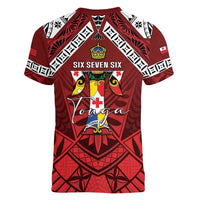 Tonga Emancipation Day Women V-Neck T-Shirt Tongan Kupesi Pattern