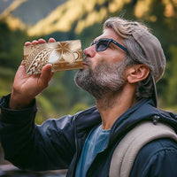 Tonga Kupesi Ngatu 4 in 1 Can Cooler Tumbler Vintage Brown Plumeria