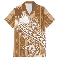 Tonga Kupesi Ngatu Hawaiian Shirt Vintage Brown Plumeria