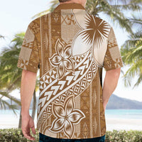 Tonga Kupesi Ngatu Hawaiian Shirt Vintage Brown Plumeria