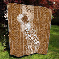 Tonga Kupesi Ngatu Quilt Vintage Brown Plumeria