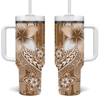 Tonga Kupesi Ngatu Tumbler With Handle Vintage Brown Plumeria