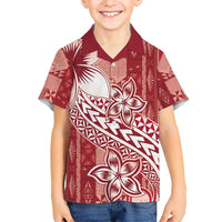 Tonga Kupesi Ngatu Hawaiian Shirt Vintage Red Plumeria