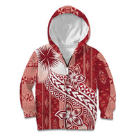 Tonga Kupesi Ngatu Kid Hoodie Vintage Red Plumeria