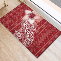 Tonga Kupesi Ngatu Rubber Doormat Vintage Red Plumeria LT05 - Polynesian Pride