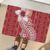 Tonga Kupesi Ngatu Rubber Doormat Vintage Red Plumeria LT05 - Polynesian Pride