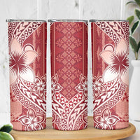 Tonga Kupesi Ngatu Skinny Tumbler Vintage Red Plumeria