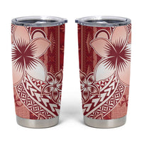 Tonga Kupesi Ngatu Tumbler Cup Vintage Red Plumeria