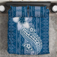 Tonga Kupesi Ngatu Bedding Set Vintage Blue Plumeria