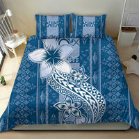 Tonga Kupesi Ngatu Bedding Set Vintage Blue Plumeria