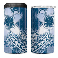 Tonga Kupesi Ngatu 4 in 1 Can Cooler Tumbler Vintage Blue Plumeria