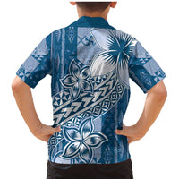 Tonga Kupesi Ngatu Family Matching Mermaid Dress and Hawaiian Shirt Vintage Blue Plumeria