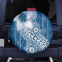 Tonga Kupesi Ngatu Spare Tire Cover Vintage Blue Plumeria