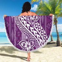 Tonga Kupesi Ngatu Beach Blanket Vintage Purple Plumeria