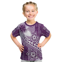 Tonga Kupesi Ngatu Kid T Shirt Vintage Purple Plumeria LT05 Purple - Polynesian Pride