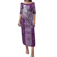 Tonga Kupesi Ngatu Puletasi Vintage Purple Plumeria