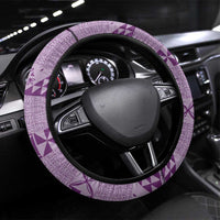 Tonga Kupesi Ngatu Steering Wheel Cover Vintage Purple Plumeria