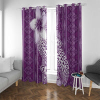 Tonga Kupesi Ngatu Window Curtain Vintage Purple Plumeria
