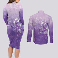 Lupus Awareness Month Couples Matching Long Sleeve Bodycon Dress and Long Sleeve Button Shirt Polynesian Style LT05 - Polynesian Pride