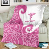 Personalised New Zealand Nurse Blanket Maori Koru Pink Version