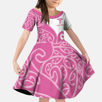Personalised New Zealand Nurse Family Matching Long Sleeve Bodycon Dress and Hawaiian Shirt Maori Koru Pink Version
