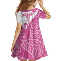 Personalised New Zealand Nurse Family Matching Long Sleeve Bodycon Dress and Hawaiian Shirt Maori Koru Pink Version